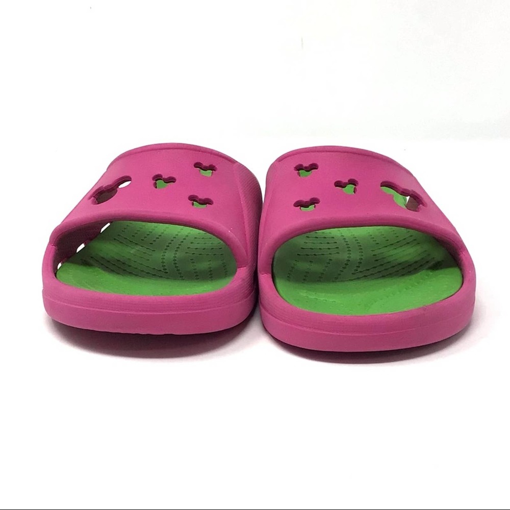 Crocs | Pink Green Disney Mickey Mouse Girls Open Toe Sandals J1 - Picture 4 of 7